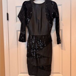 Vintage Dali Melame Real Leather/Sequin 80’s Dress